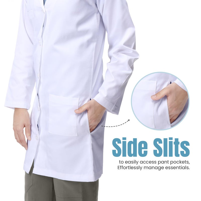 NY Threads Professional White Lab Coat for Men, Long Sleeve Medical Coat 1 Pack, Large, White - Image 2