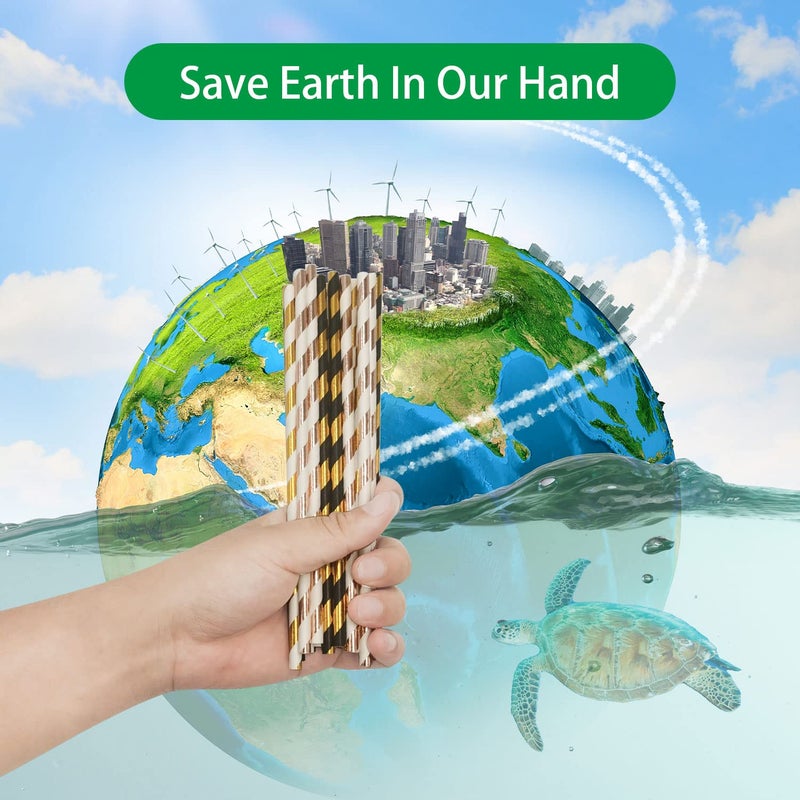 BOFA Eco Tableware Gold Metallic Paper Straws, 100 Counts Disposable Glittering Solid Gold Paper Drinking Straws for Cake Pop Sticks Birthday Celebrations Anniversary Wedding Party Decoration - Image 4