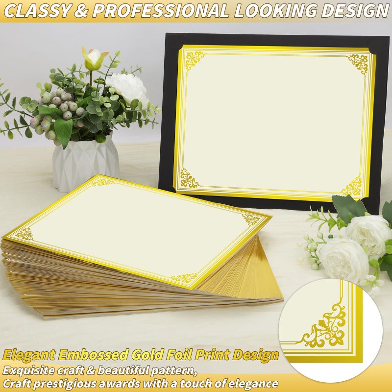 UZLU 200 Sheet Gold Foil Award Certificate Paper Bulk 8.5 x 11 in for Printing Customizable Blank Cardstock Gold Border Certificate Laser and Inkjet Printer Friendly for Graduation Diploma Achievement - Image 4