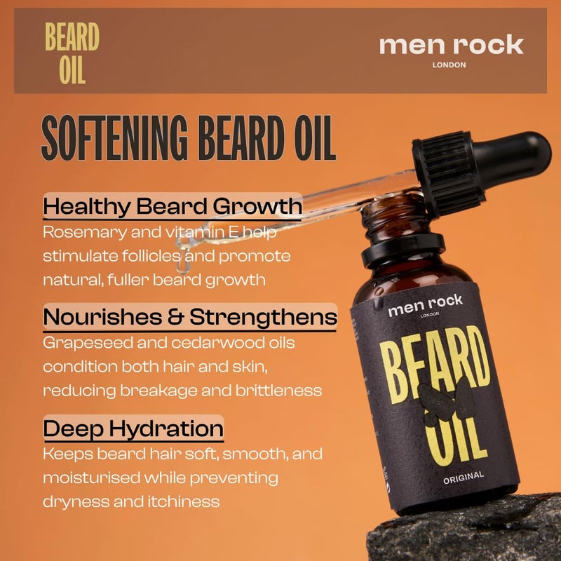 Men Rock Beardy Beloved Soothing Essential Beard Kit - Oak Moss - Beard Oil, Balm and Wash - Mens Face Care - Skincare Products for Men - 3 Pc - Image 5