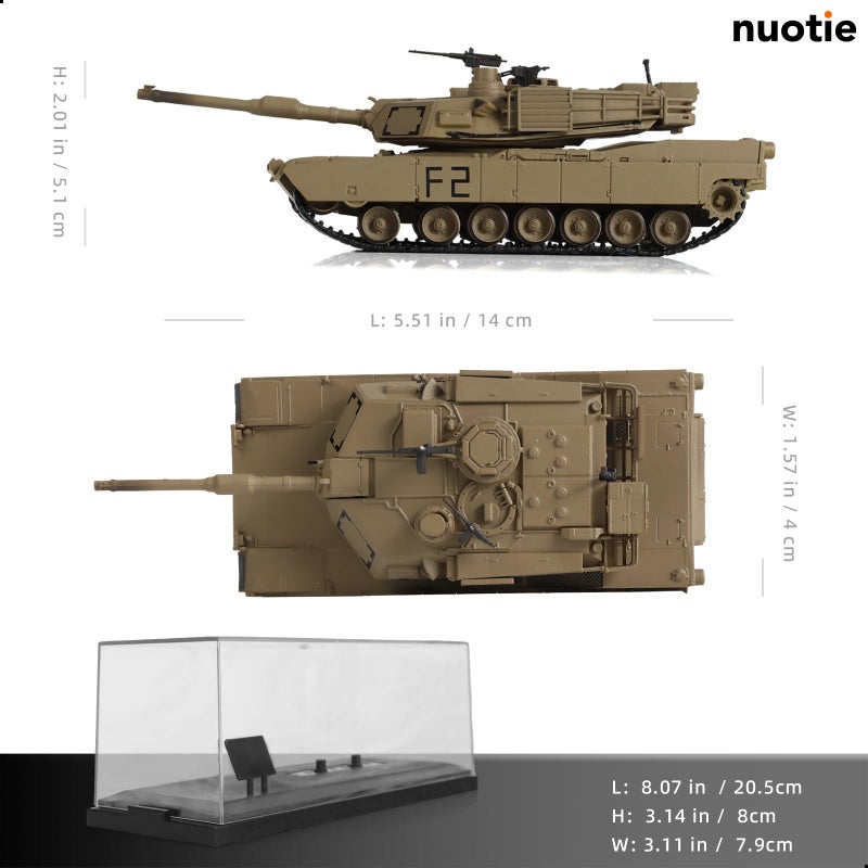 NUOTIE 1/72 Scale M1A2 Abrams Military Heavy Tank Model Classic Morden U.S. Diecast Vehicle Tank Model with Transparent Storage Box Gift or Collection for Adults - Image 2
