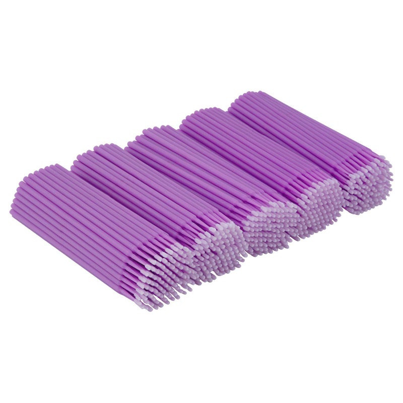 Cuttte 500PCS Disposable Micro Swabs for Eyelash Extension Micro Applicators Eyelash Swabs for Makeup Application Purple Head Diameter 15mm
