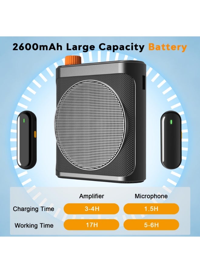 Arabest Voice Amplifier Wireless Microphones, Bluetooth Megaphone Speaker Personal PA System Portable Voice Amplifier with 2pcs Magnetic Wireless Lavalier Lapel Microphones for Teachers Classroom Meeting Yoga - Image 4