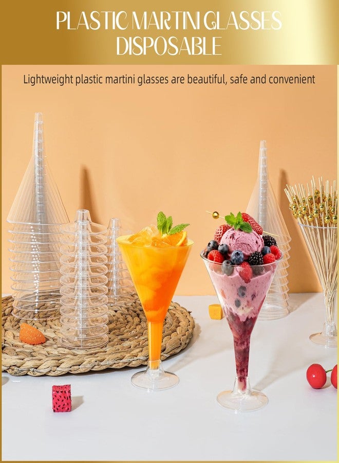 RYTOXILO 100 PCS Plastic Martini Glasses Disposable, 7oz Clear Martini Plastic Glasses with Cocktail Picks, Unbreakable Mini Cocktail Cups for Weddings Party - Image 5
