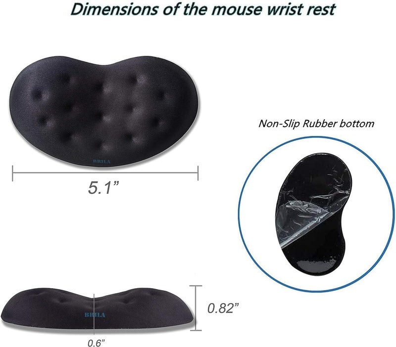 BRILA Ergonomic Memory Foam Mouse Wrist Rest Support Pad Cushion for Computer, Laptop, Office Work, PC Gaming - Massage Holes Design - Wrist Pain Relief (Black Mouse Wrist Rest) - Image 5