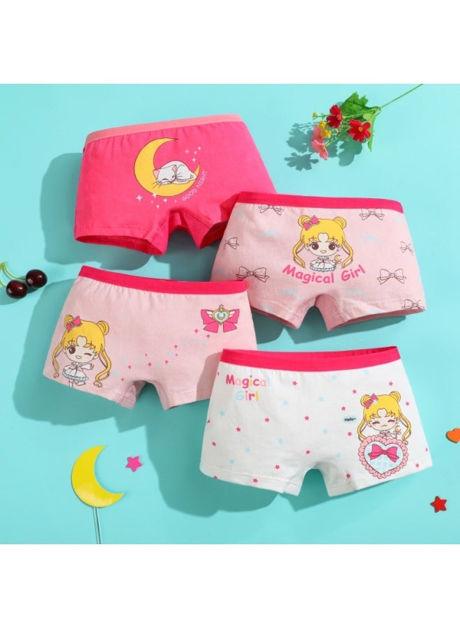 12-pack Children's Cotton Underwear Girls' Underwear Baby Boxers Pure Cotton Breathable Middle And Big Children Girls' Boxers