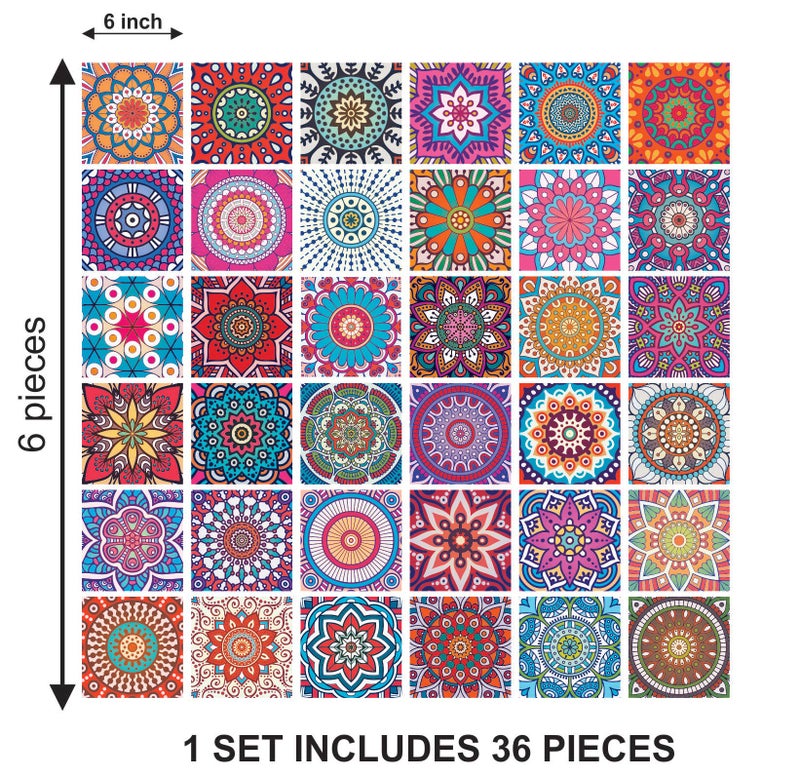 PAPER PLANE DESIGN Tile Sticker Size 6 inch x 6 inch x 36 pcs - Multi Colour Design 24 (E) - Image 5