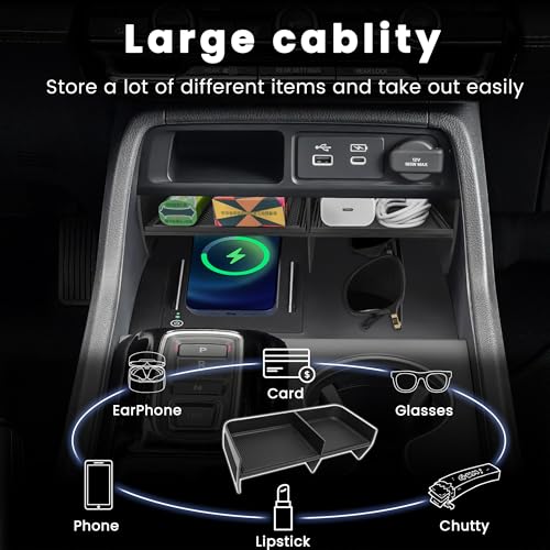 Neepiar Center Console Organizer Compatible with 2023 2024 2025 Honda Pilot/ 2026 Honda Passport Secondary Storage Box ABS Material Insert Divider Interior Accessories - Image 5