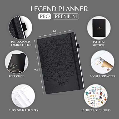 Legend Planner Legend Hourly Planner PRO Premium – Undated Schedule Planner with Time Slots – Weekly, Monthly & Daily Personal Organizer, A4 (Black) - Image 2