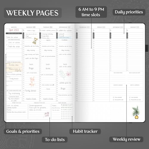 Legend Planner Legend Hourly Planner PRO Premium – Undated Schedule Planner with Time Slots – Weekly, Monthly & Daily Personal Organizer, A4 (Black) - Image 3