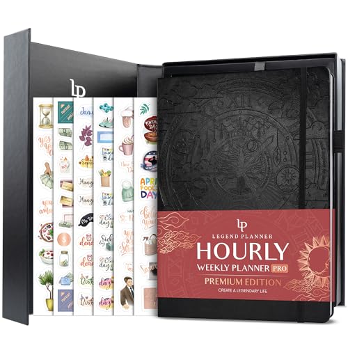 Legend Planner Legend Hourly Planner PRO Premium – Undated Schedule Planner with Time Slots – Weekly, Monthly & Daily Personal Organizer, A4 (Black) - Image 1