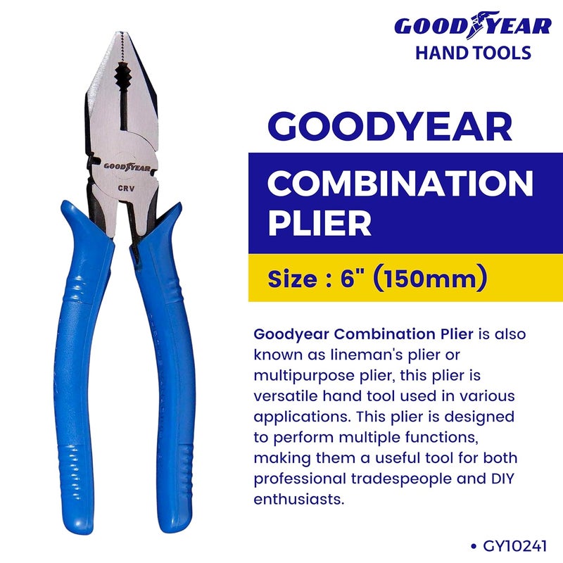 Good Year Chrome Vanadium 150 mm Combination Plier (Silver), 6 inch - Image 2