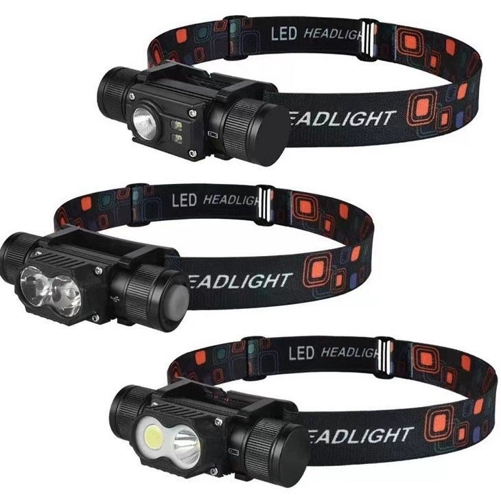 New LED Headlamp Type-C Rechargeable Outdoor Cycling Running Detachable Red Warning Strong Light - Image 1