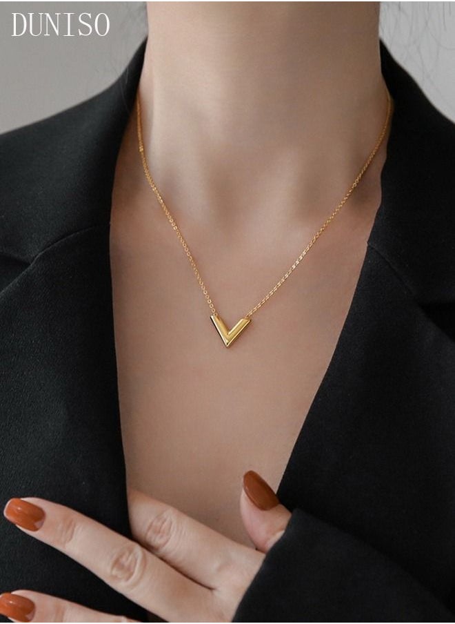 DUNISO V-Shaped Pendant Necklace For Women and Girls Trendy Fashion Accessories with a Unique Minimalist Vibe Fashion Jewelry Dress Accessories  - Image 1
