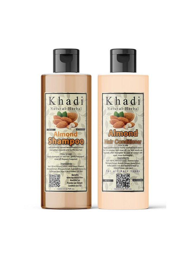 Khadi Natural Herbal Almond Shampoo And Conditioner Combo;| Promotes Hair Growth Controls Hair Fall (200Ml) - Image 1