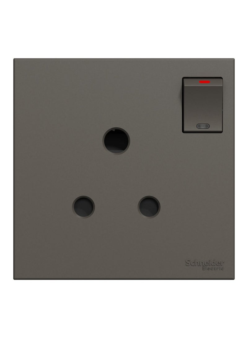 Schneider Electric AvatarOn C Switched socket 15A 250V 1 gang 3 round pin dark grey E8715_15_DG - Image 1