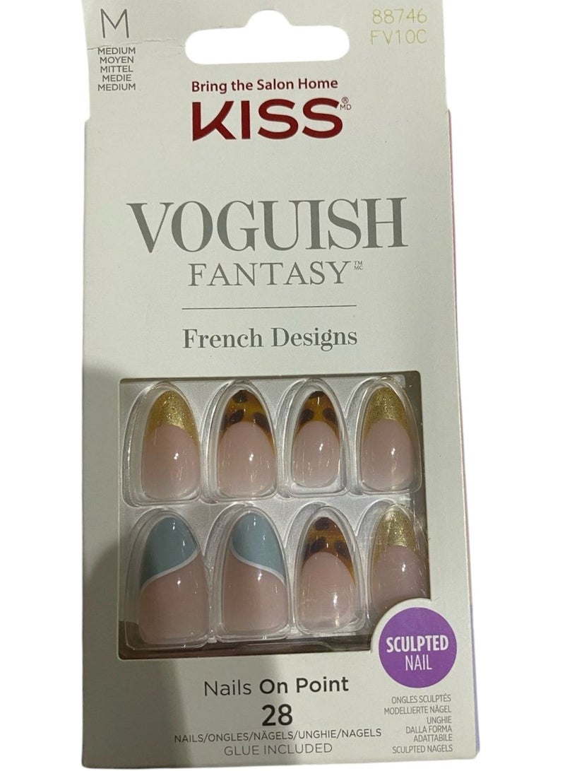 KISS Voguish Fantasy French Designs FV10C Size M 28Nail - Image 2
