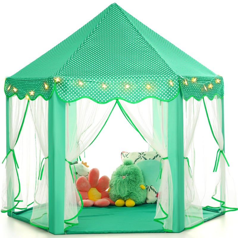 Monobeach Princess Tent Girls Green Large Playhouse Kids Castle Play Tent with Star Lights Gift Toy for Children Indoor and Outdoor Games - Image 1