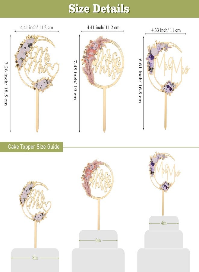 Flycalf Wedding Cake Topper Mr and Mrs Acrylic Gold Engagement Decor Bride & Groom Sign (Style 1) - Image 5