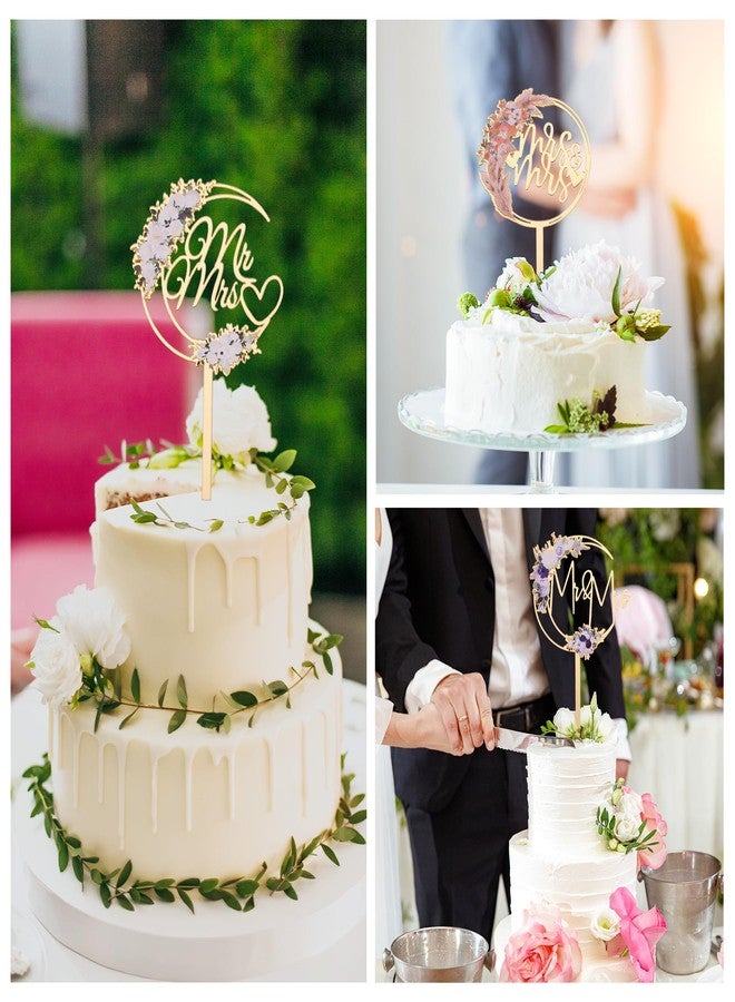Flycalf Wedding Cake Topper Mr and Mrs Acrylic Gold Engagement Decor Bride & Groom Sign (Style 1) - Image 3