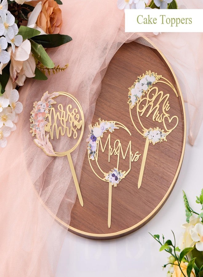 Flycalf Wedding Cake Topper Mr and Mrs Acrylic Gold Engagement Decor Bride & Groom Sign (Style 1) - Image 4