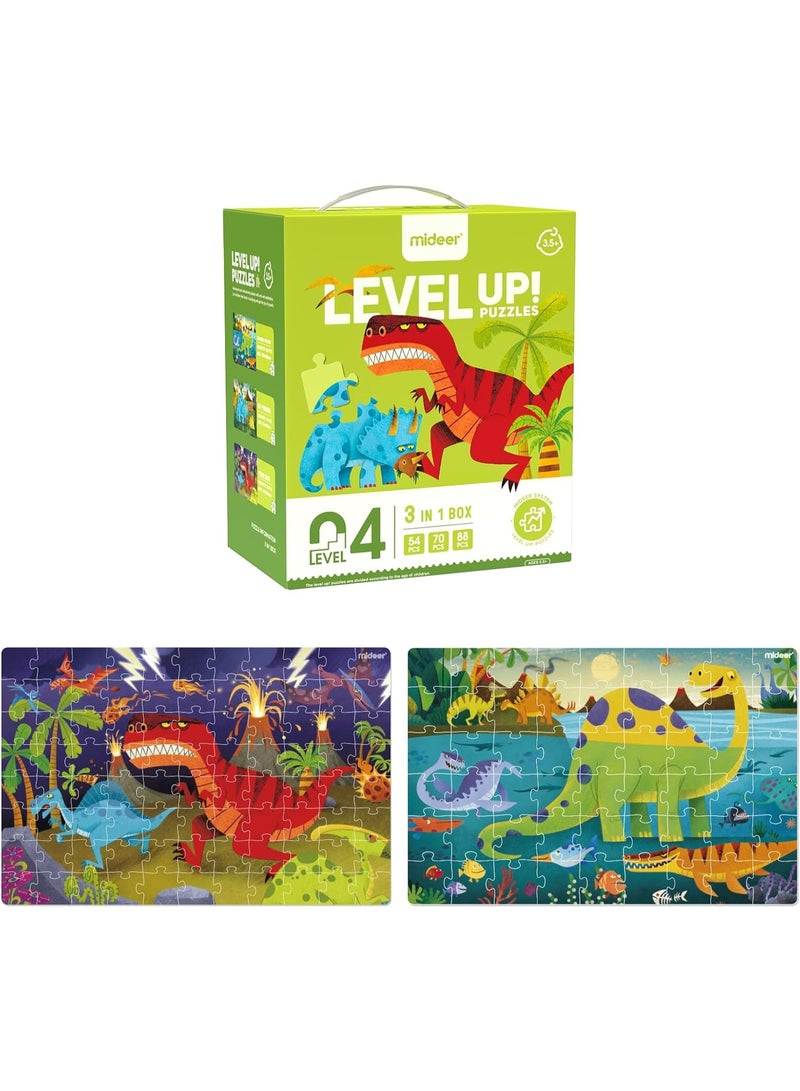 Level Up Jigsaw Puzzles for Kids Ages 3.5+,Toddler Puzzles for Children,Pre School Premium Educational Learning Games Toys for Boys and Girls,Durable Large Puzzle Pieces Dinosaur World