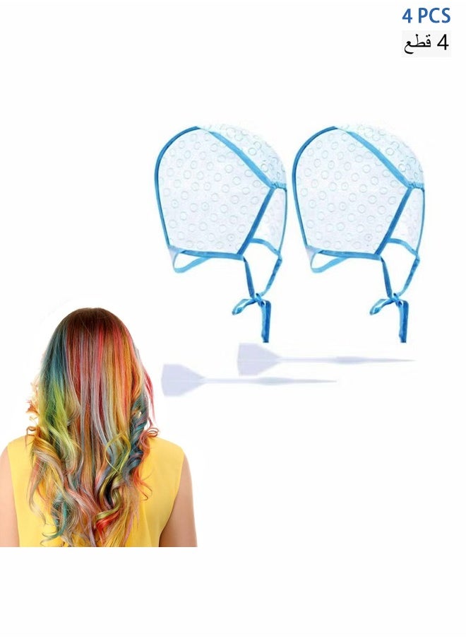 HY Home Dyeing Hair Set of 4 PCS, Highlighting Frosting Cap Highlight for Hair Cap Dye Color with Plastic Hooks Hair Coloring Salon Hairdressing Tool Kit Supplies (Blue)  - Image 1