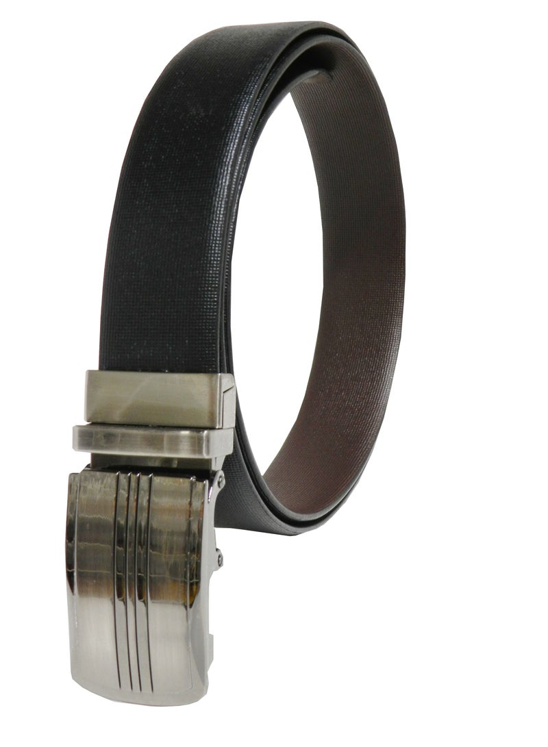 LAVERI LEATHER حزام رسمي من الجلد الطبيعي 35 مم باللونين الأسود والبني للرجال مع مشبك قفل تلقائي - Image 4