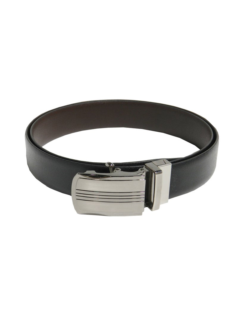 LAVERI LEATHER حزام رسمي من الجلد الطبيعي 35 مم باللونين الأسود والبني للرجال مع مشبك قفل تلقائي - Image 1