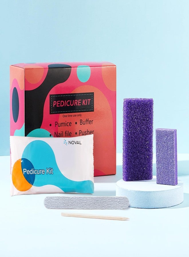 NOVAL Disposable Nail Salon Manicure Pedicure Set Kit Foot for Nail Beauty,4- Piece Including Nail File 80/100 Grit, Pumice, Buffer And Pusher,12 Kits - Image 1