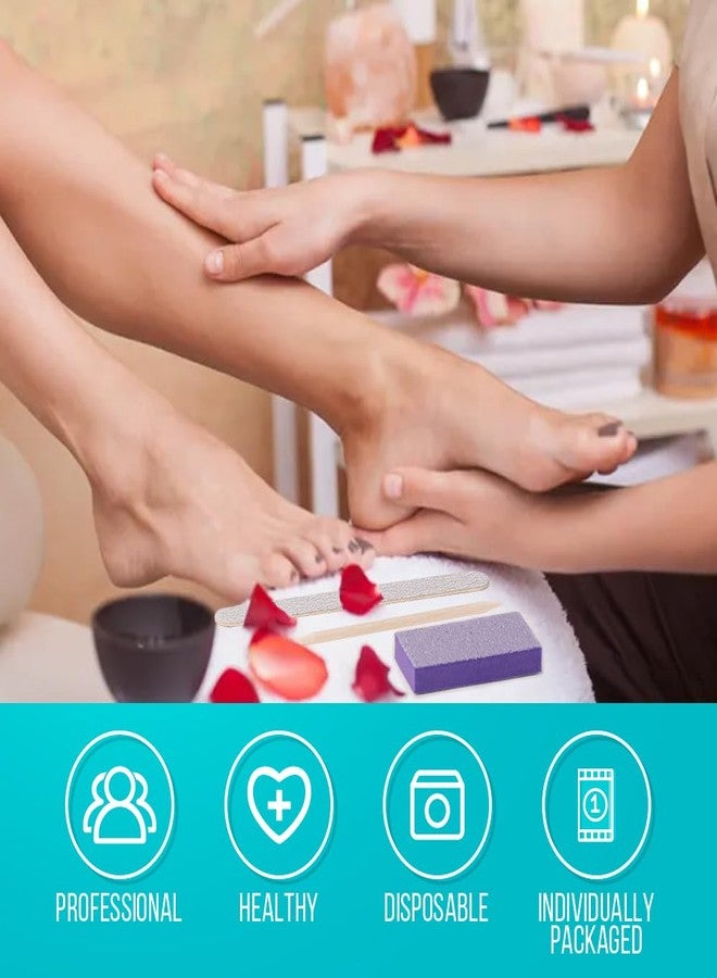 NOVAL Disposable Nail Salon Manicure Pedicure Set Kit Foot for Nail Beauty,4- Piece Including Nail File 80/100 Grit, Pumice, Buffer And Pusher,12 Kits - Image 4