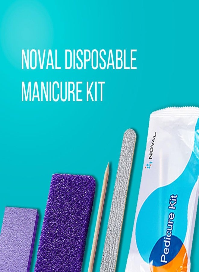 NOVAL Disposable Nail Salon Manicure Pedicure Set Kit Foot for Nail Beauty,4- Piece Including Nail File 80/100 Grit, Pumice, Buffer And Pusher,12 Kits - Image 2