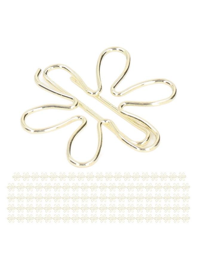 Tnfeeon 100Pcs Funny Planner Clips Cute Paper Clips Innovative Cute Design Anti Rust Electroplating Process Gold Paper Clips For Office Home School (Floral Print)  - Image 2