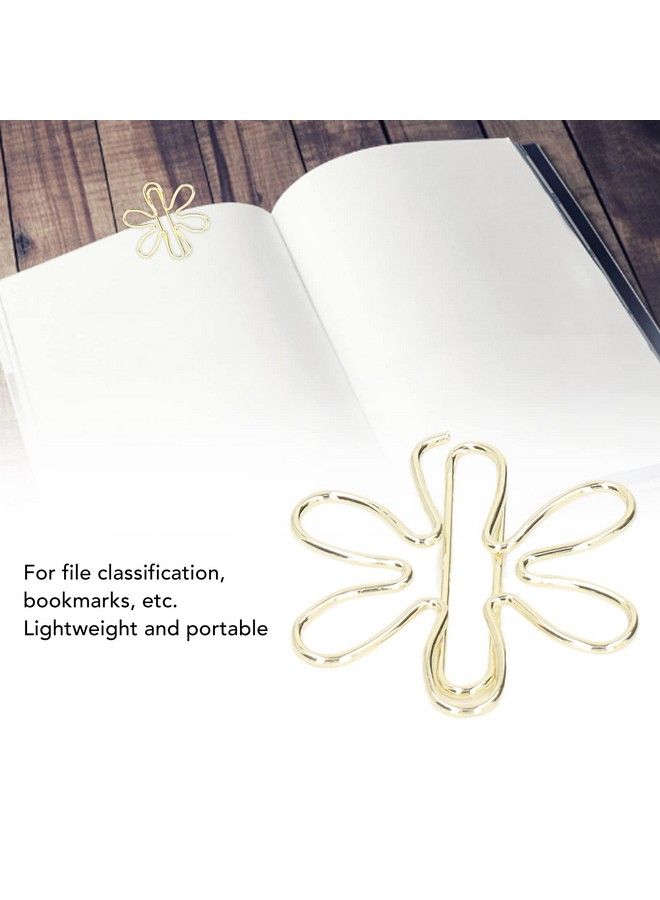 Tnfeeon 100Pcs Funny Planner Clips Cute Paper Clips Innovative Cute Design Anti Rust Electroplating Process Gold Paper Clips For Office Home School (Floral Print)  - Image 3