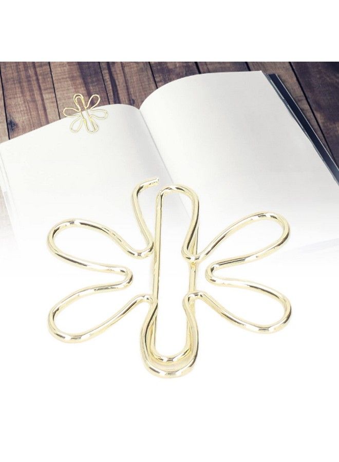 Tnfeeon 100Pcs Funny Planner Clips Cute Paper Clips Innovative Cute Design Anti Rust Electroplating Process Gold Paper Clips For Office Home School (Floral Print)  - Image 5