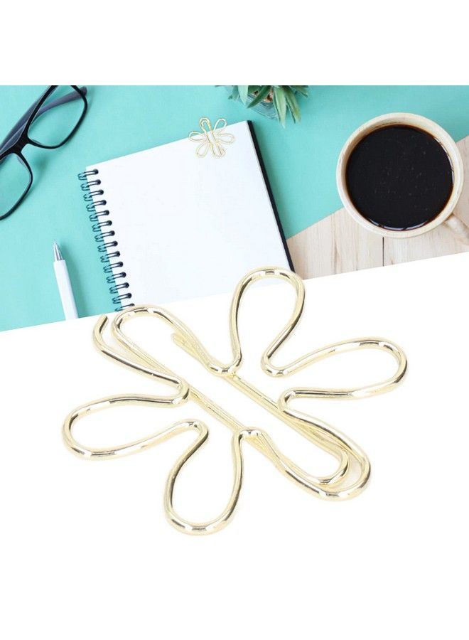 Tnfeeon 100Pcs Funny Planner Clips Cute Paper Clips Innovative Cute Design Anti Rust Electroplating Process Gold Paper Clips For Office Home School (Floral Print)  - Image 4