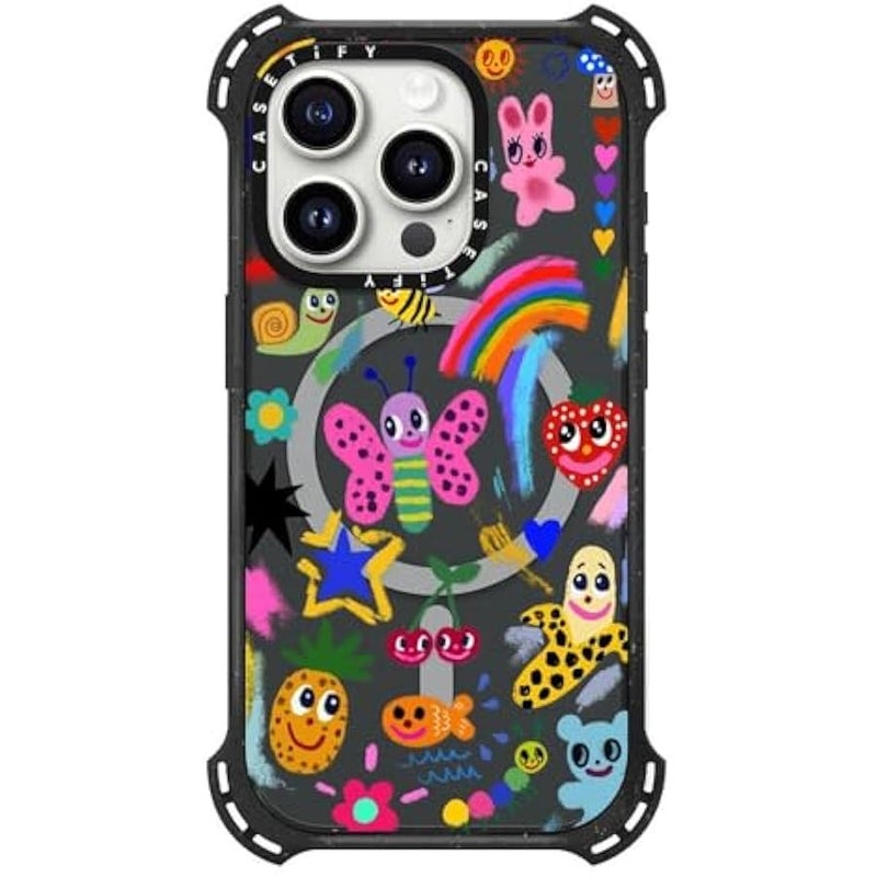 Casetify Bounce iPhone 15 Pro Case 【6X Military Grade Drop Tested / 21.3ft Drop Protection/Compatible with Magsafe】 - Good Vibes - Triple Black - Image 3