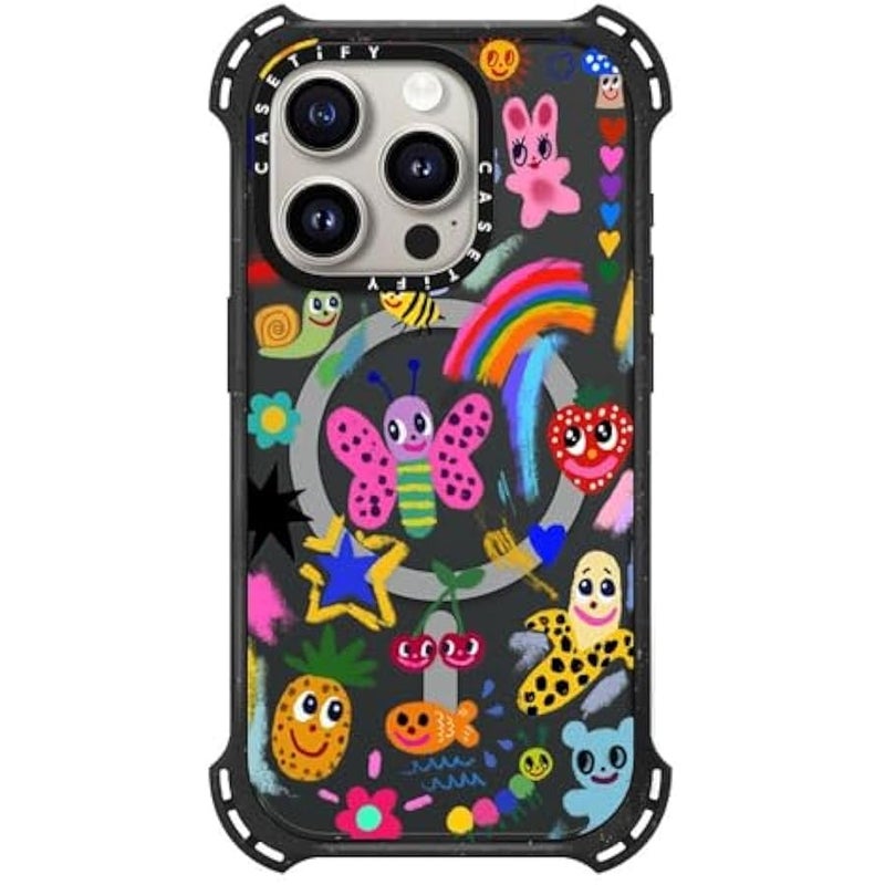 Casetify Bounce iPhone 15 Pro Case 【6X Military Grade Drop Tested / 21.3ft Drop Protection/Compatible with Magsafe】 - Good Vibes - Triple Black - Image 1