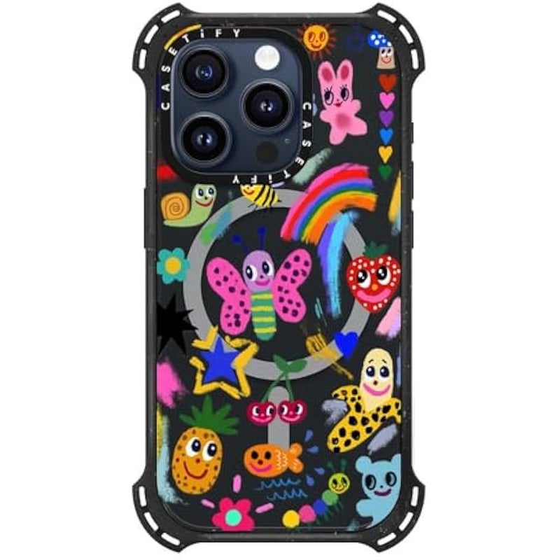 Casetify Bounce iPhone 15 Pro Case 【6X Military Grade Drop Tested / 21.3ft Drop Protection/Compatible with Magsafe】 - Good Vibes - Triple Black - Image 2