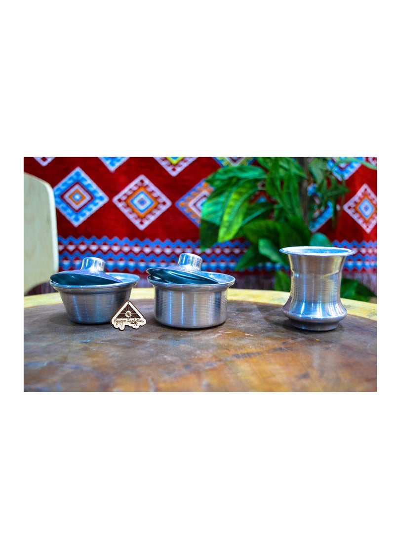 Egypt Antiques The art of small figures, 2 pots and an ammonia basin, handmade by Egypt Antiques  - Image 2
