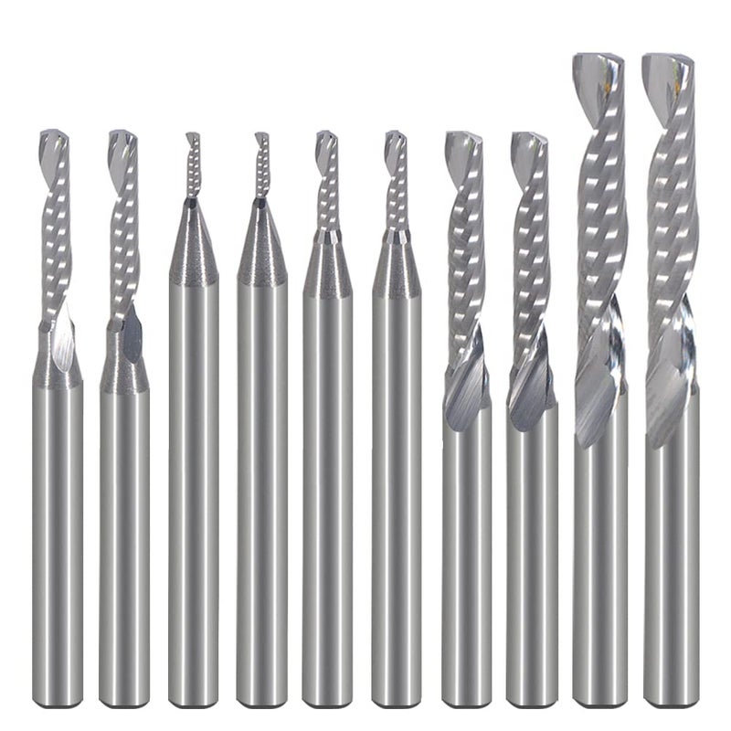 CNC Router Bits,Engraving Bits,End Mill Milling Cutter,Single Flute Spiral Upcut Router Bit,1/8 Shank,Tungsten Steel Engraving Carving Tool Kit for MDF Acrylic PVC Wood Density