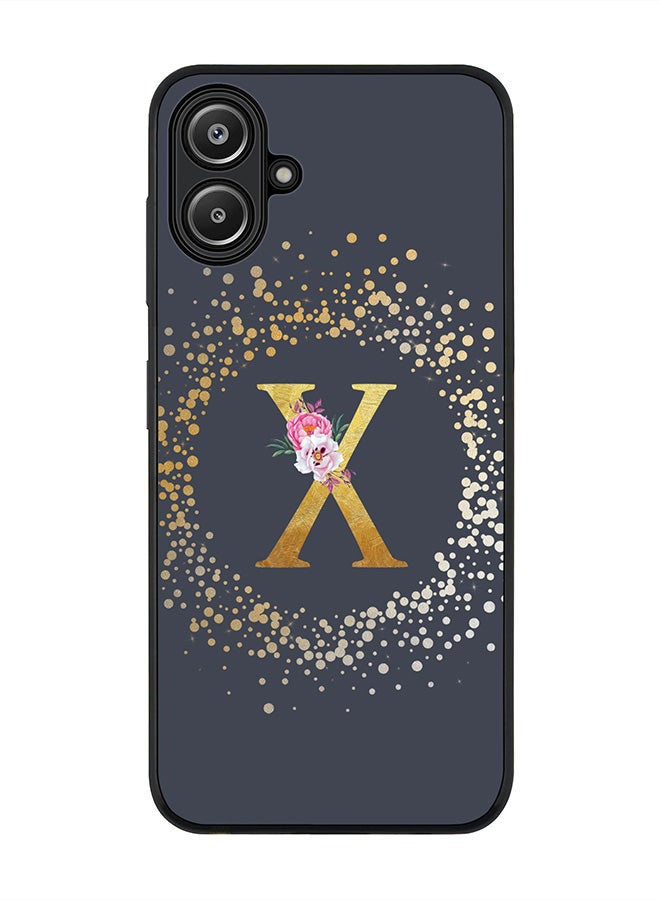 Stylizedd For Samsung Galaxy A06 Case,Slim fit Camera Protection, Shockproof Thin Phone cover - Custom Monogram Floral - X (Grey ) - Image 1