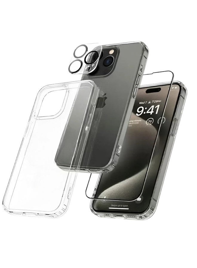 جراب حماية لموبايل آيفون 16 برو (iPhone 16 Pro), مجموعة مكونة من حافظة حماية مضادة للخدش والاصفرار على المدى القريب ويدعم الشحن اللاسلكي ماج سيف, واقي شاشة مضاد للكسر, و واقي كاميرا زجاجي, مجموعة كاملة لحماية جهازك من الخدوش والسقوط والكسر (3in1) - Image 1
