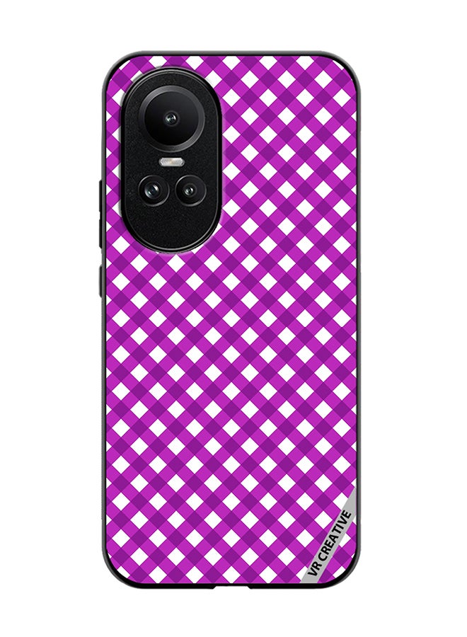 VR CREATIVE Protective Case Cover For Oppo Reno 10 Seamless Plaid Purple Design Multicolour - Image 1