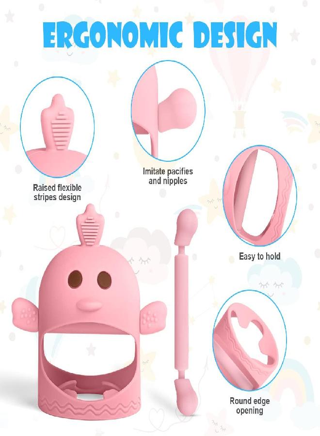 Vicloon Vicloon Baby Teething Toys, 2 Packs Silicone Baby Teether Toy for Infants 3+ Months, BPA Free Anti-Drop Silicone Mitten Teething Toy for Soothing Sore Gums, Baby Chew Toys for Sucking Needs  - Image 4