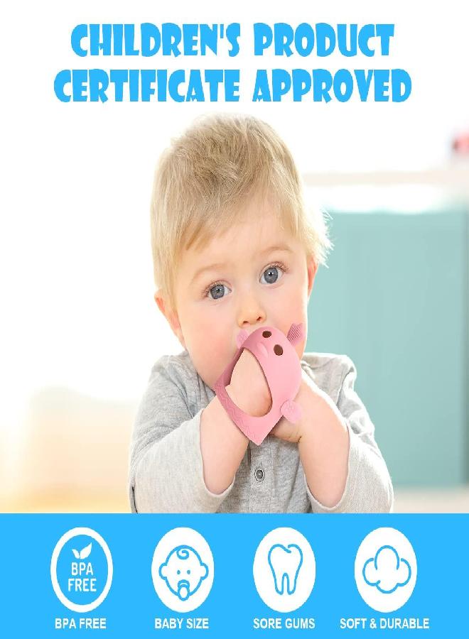 Vicloon Vicloon Baby Teething Toys, 2 Packs Silicone Baby Teether Toy for Infants 3+ Months, BPA Free Anti-Drop Silicone Mitten Teething Toy for Soothing Sore Gums, Baby Chew Toys for Sucking Needs  - Image 3