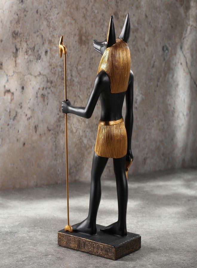 فيرونيز ديزاين تمثال أنوبيس، إله الموتى المصري، من تصميم فيرونيز، مصنوع من مادة البولي ريزين بطول 8.5 بوصة، مطلي باللونين الأسود والذهبي، قطعة ديكور منزلي، معبأ في علبة هدايا. - Image 5