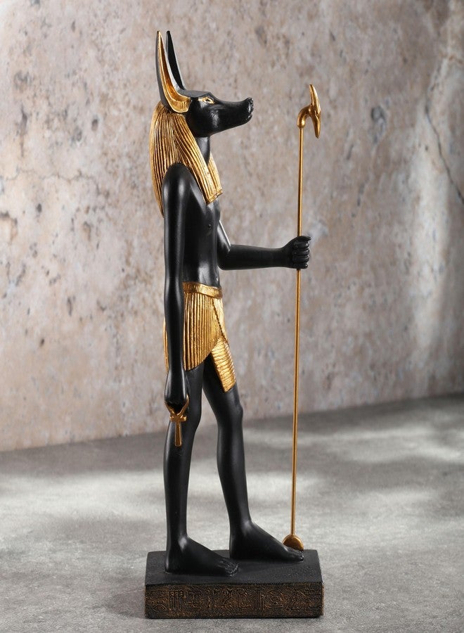 فيرونيز ديزاين تمثال أنوبيس، إله الموتى المصري، من تصميم فيرونيز، مصنوع من مادة البولي ريزين بطول 8.5 بوصة، مطلي باللونين الأسود والذهبي، قطعة ديكور منزلي، معبأ في علبة هدايا. - Image 4