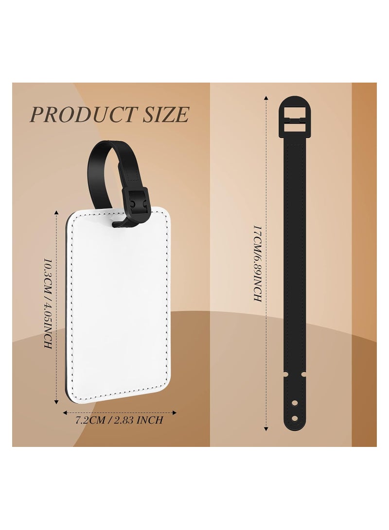 SYOSI Sublimation Luggage Tags, 4 Pcs PU Leather Name Tags Blank Suitcase Tags Heat Transfer Bag Tags Business ID Card Holders Travel ID Tags for DIY Travel Suitcase Sports Bags Holder Rectangle - Image 5