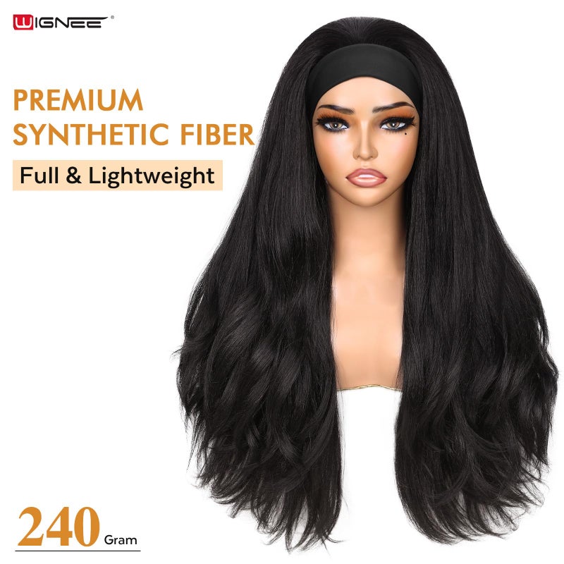 WIGNEE Yaki Curly Headband Wig Synthetic Layered Kinky Straight Half Wig Wear and Go Glueless Headband Wigs For Black Women - Image 2